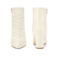 thumbnail image 5 of BLISSFUL STEP Women's Ankle Boots Pointed Toe Ruched Chunky Heel Side Zip Ankle Boots Cream 9, 5 of 6