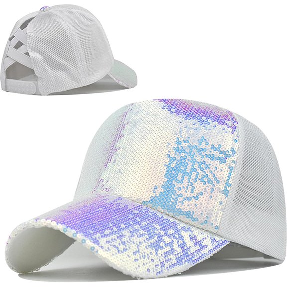 LINLIN Baseball Cap Sun Hat, Rhinestone Sequin Cap, Adjustable Mesh Caps Baseball Party Hat for Women Men