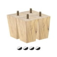 thumbnail image 1 of Unique Bargains Furniture Legs 3 Inch(80mm) Set of 4 Square Solid Wood Couch Legs, 1 of 5