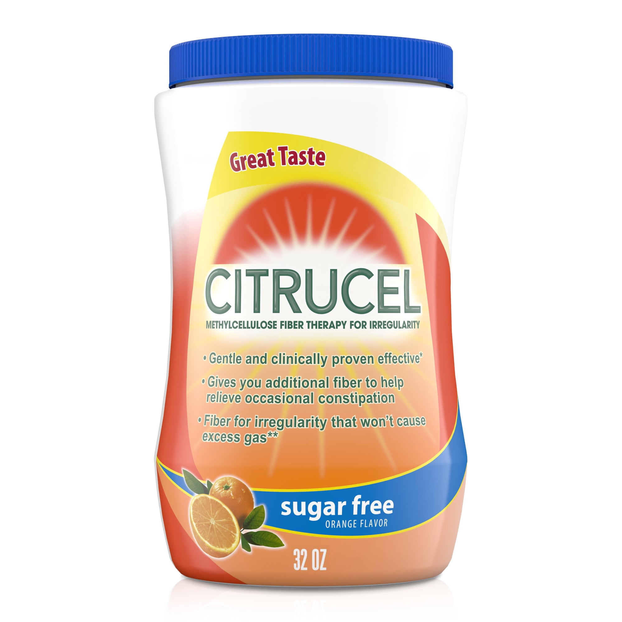 Citrucel Sugar Free Fiber Powder for Occasional Constipation Relief, Orange Flavor - 32 Ounces