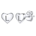 thumbnail image 1 of Pendientes de corazón inicial de Silvora, tachuelas de plata esterlina hipoalergénicas para mujer, diminuta letra L, dijes de oreja, regalo de joyería para cumpleaños, día de la madre, 1 of 8