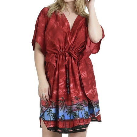 Short Caftan - La Leela Smooth Soft Beach view Cruise Short Casual Kimono Caftan Cover ups