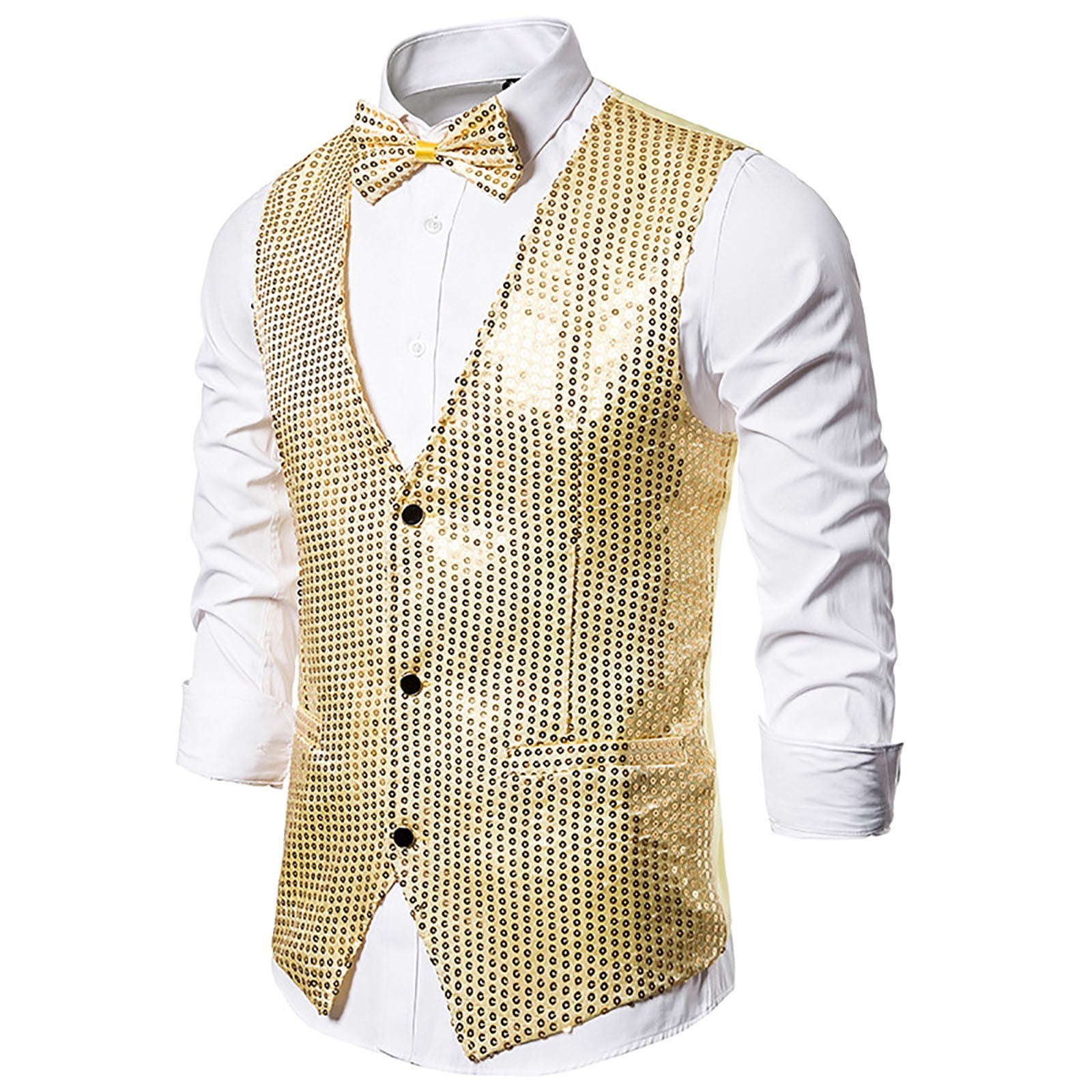 Mens Gold Sequin Patterned Vest Waistcoat  Tie Store Australia