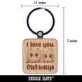 thumbnail image 2 of I Love You OWLways Always Owl Couple Anniversary Square Keychain Charm Tag - Engraved Wood, 2 of 6