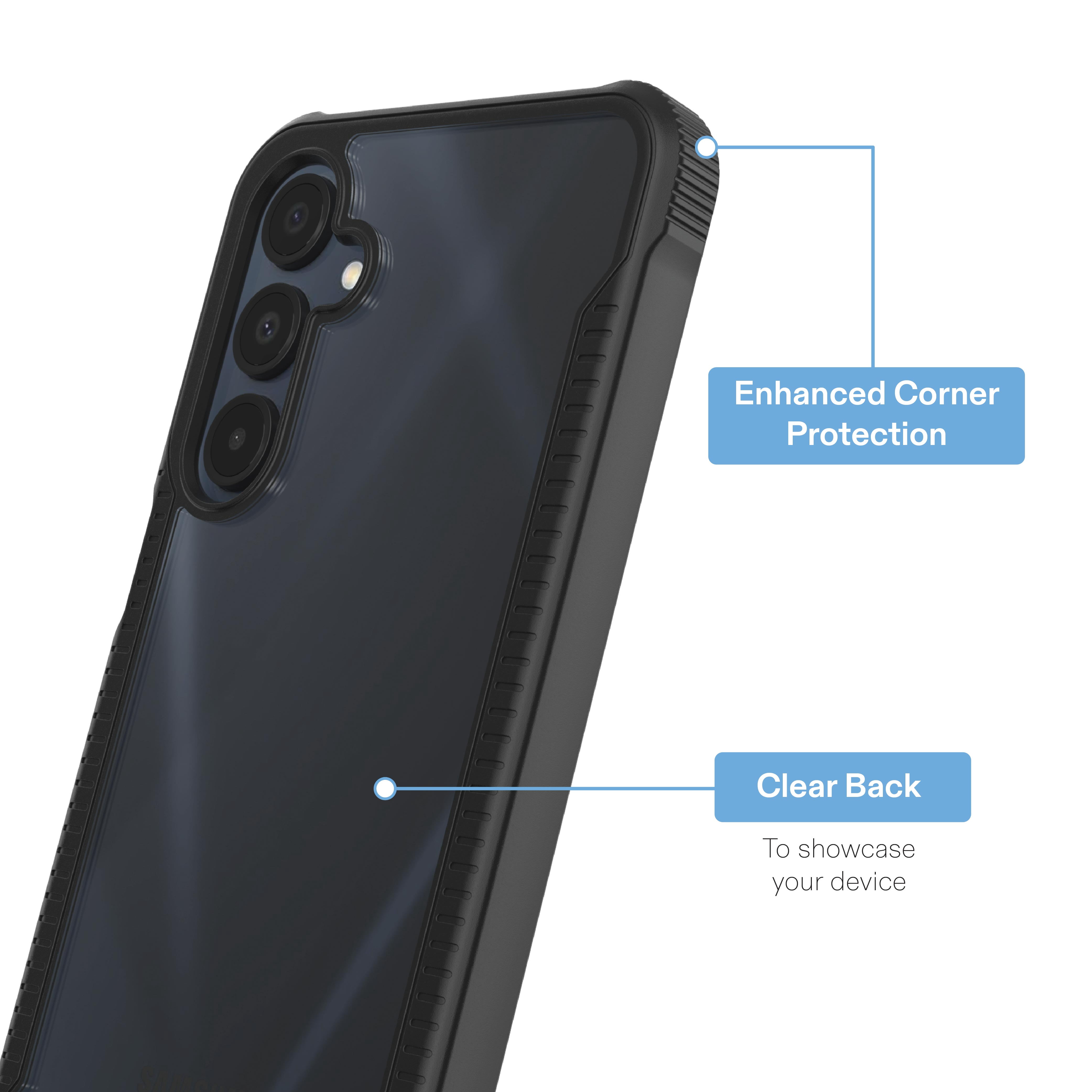 onn Dual-Layer Phone Case for Samsung Galaxy A16 5G - Black/Clear