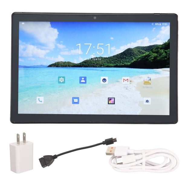 Tableta de 10,1 pulgadas, color negro, 8 GB de RAM, 256 GB de ROM, CPU Octa Core, cámara de 8 MP, 16 MP, tableta para juegos 4G LTE para viajes de oficina, 100-240 V, enchufe negro de EE. UU.