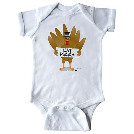 

Inktastic Turkey holding a sign says Eat Pizza Gift Baby Boy or Baby Girl Bodysuit