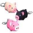 thumbnail image 1 of llaveros LED con forma de cerdo para niños. Divertido llavero con luz LED, ideal como mochila para niñas, color rosa y negro, 4,2 x 3 x 3 cm., 1 of 5