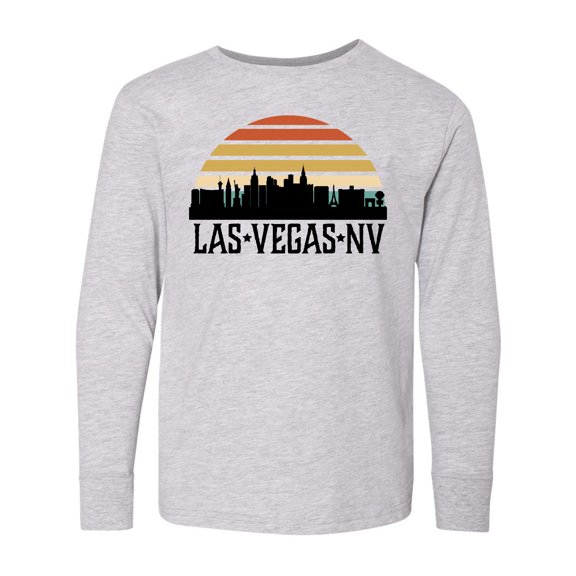 Inktastic Las Vegas Nevada Skyline Retro Long Sleeve Youth T-Shirt
