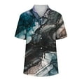 thumbnail image 5 of Summer Saving Wycnly Cute Tops for Women Short Sleeve V-Neck Marbled Print T shirts Summer Lightweight Plus Size Lapel Button Cardigan Blouses Navy S Clearance Clothes, 5 of 5