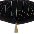 thumbnail image 4 of Black and Gold Geo Velvet Throw Pillow with Gold Tassels, 4 of 5