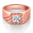 thumbnail image 2 of Gem Stone King 1.25 Ct Princess White Zirconia 18K Rose Gold Plated Silver Men's Ring (Size 13), 2 of 3