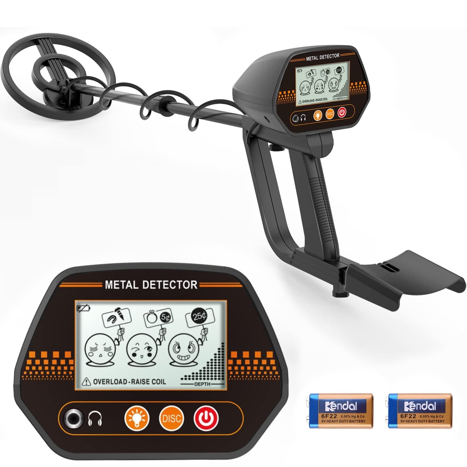 Naipo Metal Detector for Kids, 8"" Waterproof Beach Metal Detector with Backlight LCD Display, 30"" - 41"" Adjustable Kids Metal Detector Ages 8-12, Lightweight for Treasure Hunting