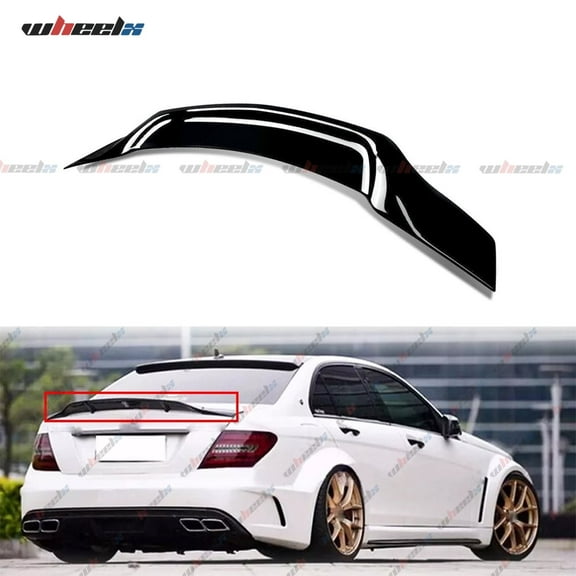 Rear Spoiler Compatible with 2008-2014 Benz W204 C-Class, R Style Duckbill Fits for C180 C200 C250 C300 C350 C63 4-Door Sedan, Trunk Splitter Tail Deck Lid Wing Lip (Glossy Black)
