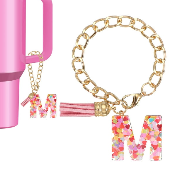 Uxcell Letter Charm for Stanley Tumbler Cup, Cute Initial Charm for Stanley Tumbler Handle Keychain Personalized Charm Letter m