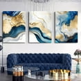 thumbnail image 2 of Blue Gold Marble Canvas Wall Art Abstract Blue Gold White Wall Decor Pictures Modern Paintings Posters Prints for Living Room Bedroom Office Home Decoration, 2 of 6