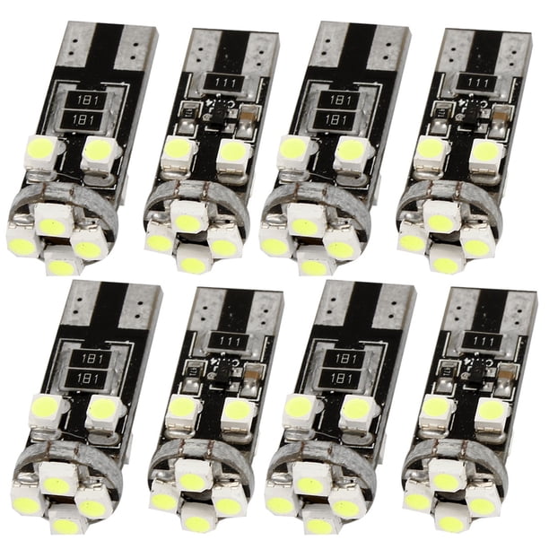 Coche Interior Panel Tablero Giro Blanco T10 8 Leds Canbus Lateral Luz de Posición Techo 1210 SMD Puerta Bombilla Base W5W 168 194 Enchufe 8Pcs 12V