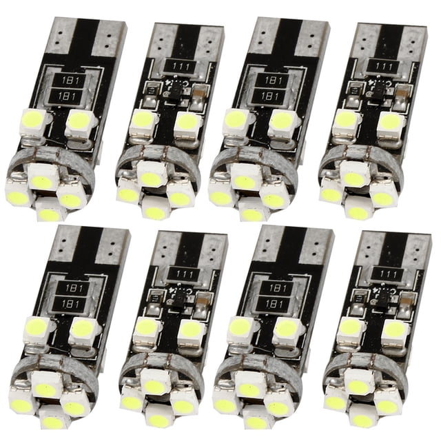 Coche Interior Panel Tablero Giro Blanco T10 8 Leds Canbus Lateral Luz de Posición Techo 1210 SMD Puerta Bombilla Base W5W 168 194 Enchufe 8Pcs 12V