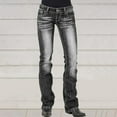 thumbnail image 3 of AWXNJUX Jeans for Women Trendy Women Mid Waisted Denim Jeans Embroidery Stretch Button Straight Pants Jeans Bell Bottom Jeans for Women (Black,XXL), 3 of 4