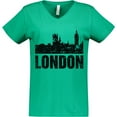 thumbnail image 3 of Inktastic London England City Skyline with Grunge Women's V-Neck T-Shirt, 3 of 5