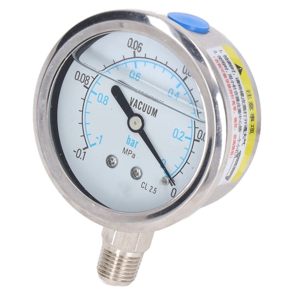 Marhynchus Vacuum Pressure Gauge Test Meter 1/4in NPT Lower Dual Scale Radial Stainless Steel Case For Water Oil -0.1 To 0Mpa / 0 To 1Mpa Optional