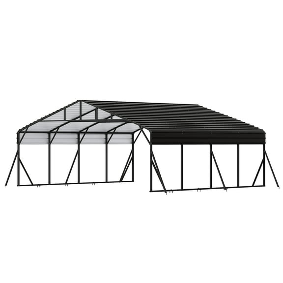 20' x 20' Metal Carport, Heavy Duty Carport with Steel Panels, All-Weather & Snow Load Protection Canopy for Car, Boat, Truck Shelter