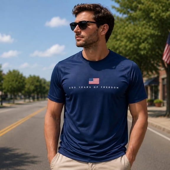 250 Years of Freedom Performance Shirt, Patriotic Moisture Wicking Tee, 4th of July American Flag Shirt, USA 2026 T-Shirt