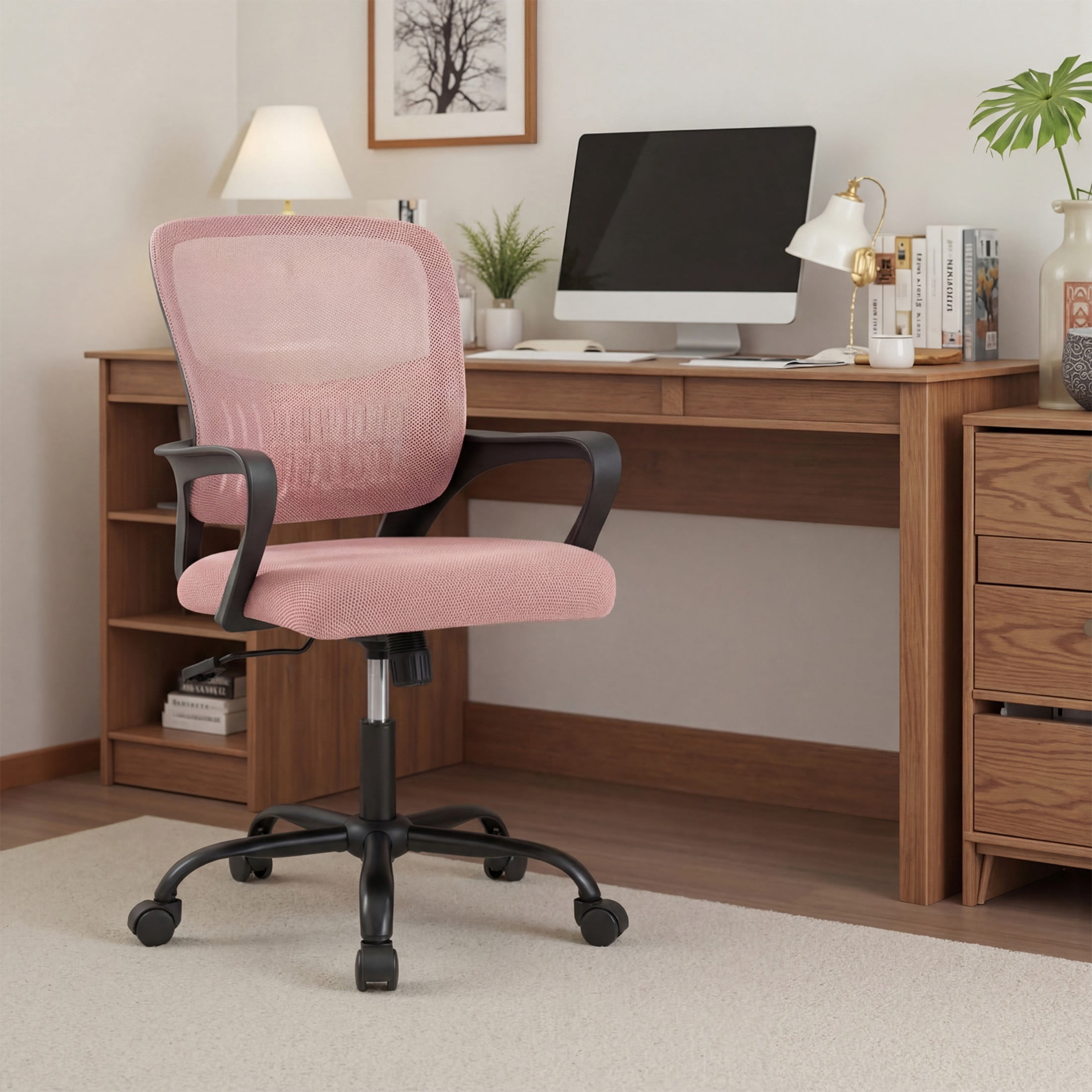 CONCETTA Office Chair, Ergonomic Mesh Back Computer Desk Chair with Lumbar Support, Adjustable Swivel Executive Office Task Chair for Home and Work, Pink