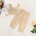 thumbnail image 4 of xiaxaixu Enfants Bébé Fille Ensemble Sans Manches Volants Bouton Recadrée Veste Survêtements, 4 of 8