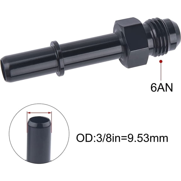 -6AN AN6 Fuel Adapter Fitting to 3/8" Male GM Quick Connect LS Black