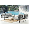 thumbnail image 4 of Crown Aluminum and Teak Wood Outdoor Chair in Black and Dark Gray, 4 of 12