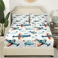 thumbnail image 2 of Erosebridal Cartoon Aircraft Plane Fitted Sheet Set Twin, Airplane Stars Clouds Bedding Twin Size 2pcs (No Top Sheet), 2 of 6