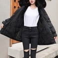thumbnail image 2 of Lisingtool Winter Coats for Womens Fleece Padded Jacket Winter Loose Fashion Thickened Padded Jacket Womens Coats Black, 2 of 6