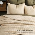 thumbnail image 3 of EVERGRACE Cotton Sateen Quilt Set King Size, Pre-Washed Cotton Channel Stitch Coverlet Bedspread, 3 Pieces Lightweight Soft Bedding Sets for All Season, with 2 Pillow Shams, Light Sand, 3 of 8