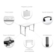 thumbnail image 4 of Raganet, Mesa Plegable de Plastico, 121Centimetros de Largo, Ajustable a 3 Diferentes Alturas, Plástico Resistente para Interiores y Exteriores, Forma Rectangular, Plegable en Portafolio Color Blanco., 4 of 9