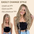 thumbnail image 4 of Clip in Long Wavy Synthetic Hair Extension 20 Inch Light Brown Mixed Blonde 4PCS Thick Hairpieces Fiber Double Weft Hair for Women, 4 of 7