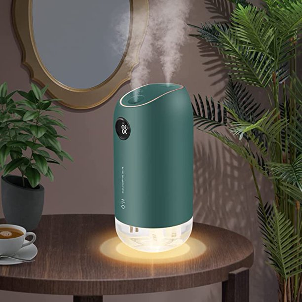 Humidificador de aire ultrasónico silencioso para bebés, humidificador de aire para el hogar con apagado automático con 2 filtros de algodón para dormitorio, oficina, yoga, verde JAMW Sencillez