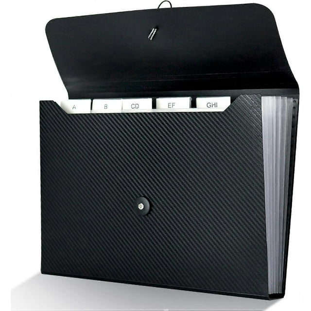 7 Pocket Extension Folders with Tab Inserts, Folder File Manager A4, Black