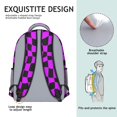 thumbnail image 5 of Purple and Black Wavy Checkered Backpack for School, Cute School Bag with Adjustable Shoulder Straps and Padded Back, 15.3"x11"x6.7", 5 of 5