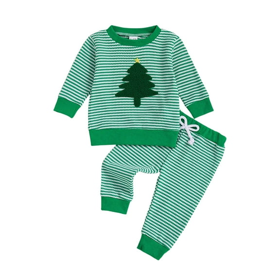 Caqnni Childrens Christmas Set Kids & Toddler Boy Girls Pajamas 2 Piece Pjs Set Cotton Long Sleeve Christmas Snowman Sleepwear(18-24 Months,Green)