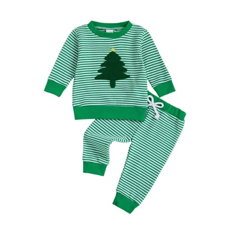 NIEWTR Boys Girls Christmas Pajamas Toddler Boys Cotton Long Sleeve Pjs Kids Holiday Sleepwear Sets Christmas (2-3 Years Green)