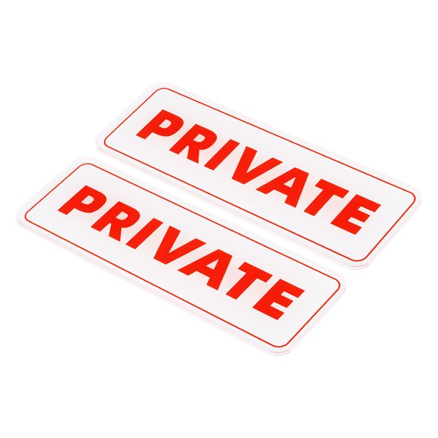Unique Bargains 9'x3' Private Sign Acrylic Adhesive Door Sticker Wall Mounting Sign White 2 Pack