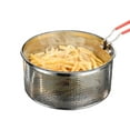 thumbnail image 2 of Durable Stainless Steels Fry Basket for Home Restaurant Use Round Deep Fry Basket Heat Resistant Silicone Handle Kitchen, 2 of 19
