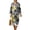 Black and White - Polynesian Plumeria, variant on Polynesian Plumeria Printed Imitation Linen Maxi Dresses for Women Casual Loose Dress V Neck 3/4 Sleeve Midi Dresses, L