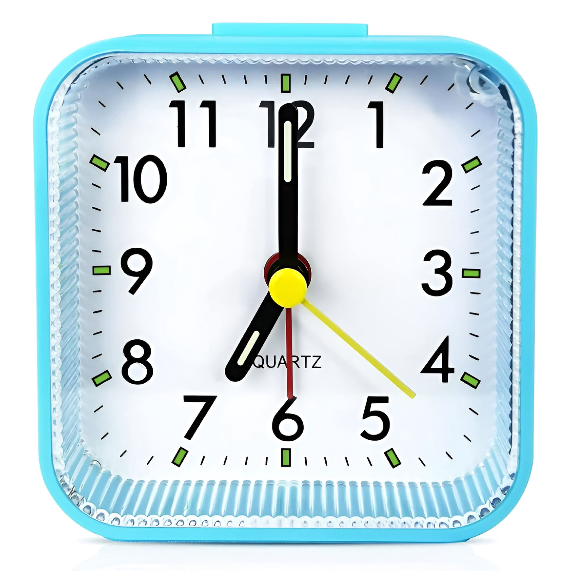 DESIGNICE 2026 New Small Battery Operated Analog Alarm Clock Travel Clock Silent Bedside Clocks for Bedrooms Bathroom Shelf Desk Blue