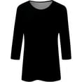 thumbnail image 2 of Womens Tops 3/4 Sleeve Round Neck Loose Casual Crewneck Cute Shirts Trendy Blouses Three Quarter Length Tshirts Tunic Tops Summer Pullover, 2 of 4