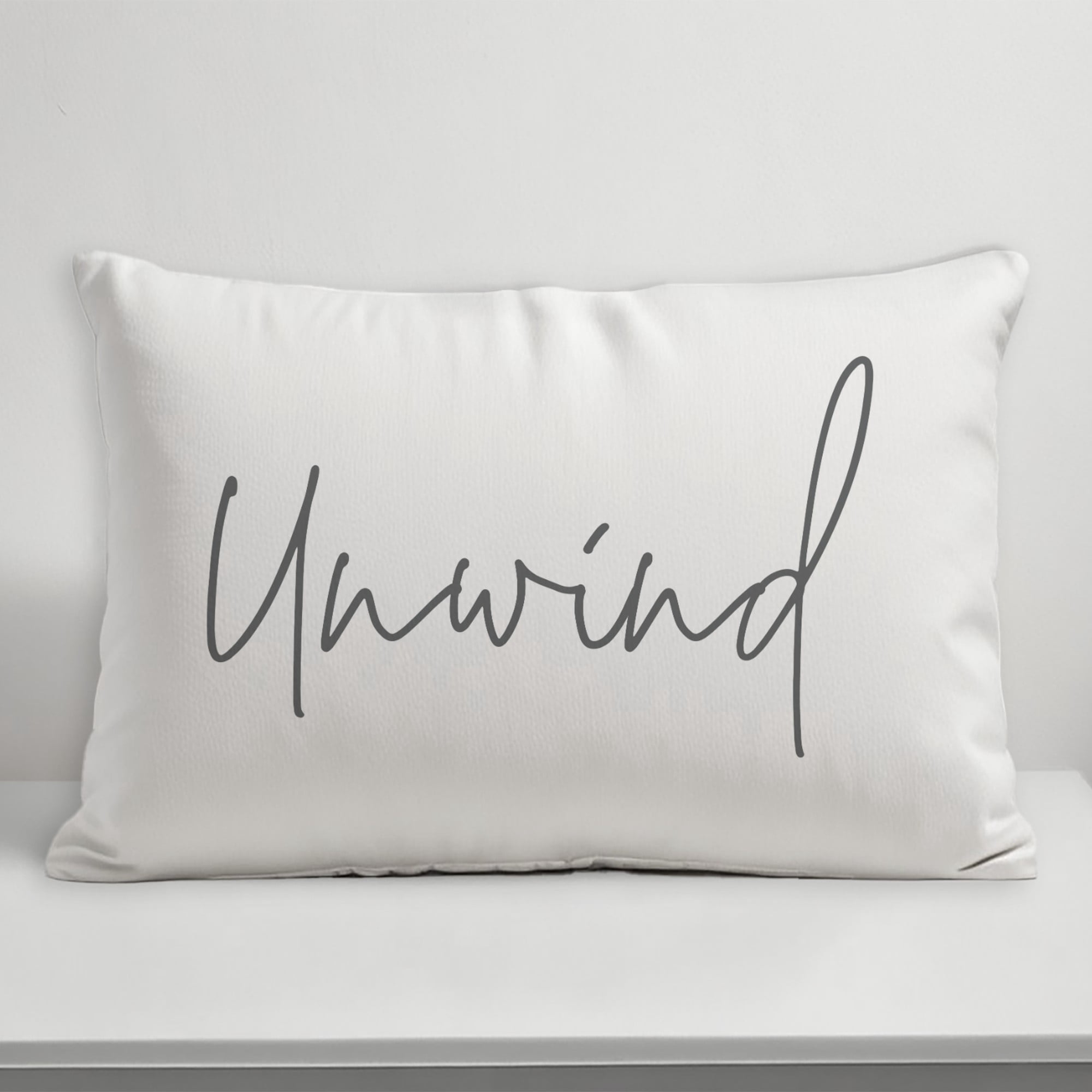 Creative Products Unwind Script White and Grey 14x20 Indoor / Outdoor Pillow