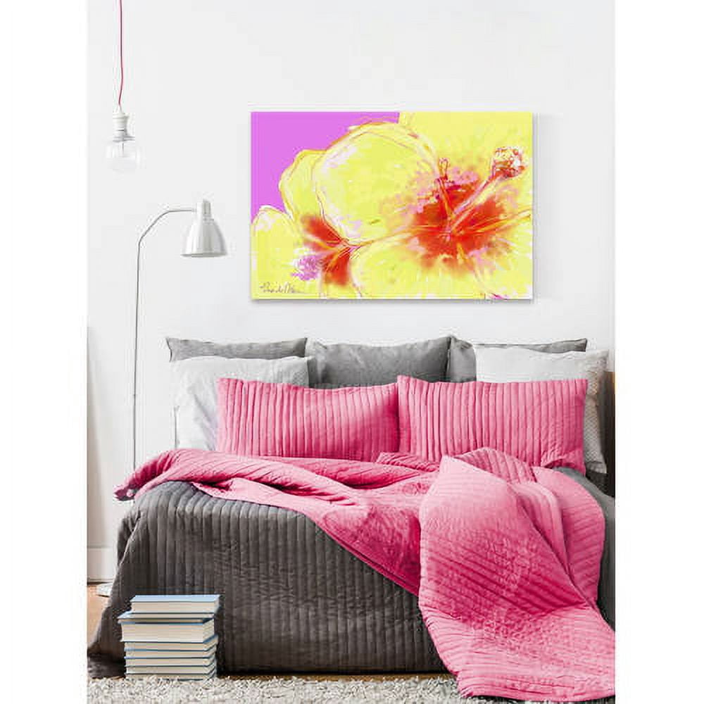 "Yellow Hibiscus" Painting Print on Wrapped Canvas