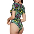 thumbnail image 3 of Easygdp Watercolor Cactuses Women's One-Piece Swimsuit Slim Fit Crew Neck Bodysuit Athletic Swimwear with Concealed Buckle - Medium, 3 of 9