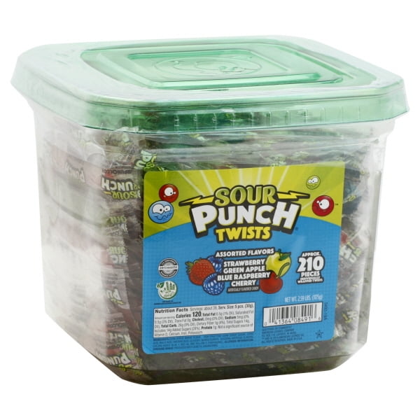 Sour Punch Twists 4 Flavor Tub, 210 Count